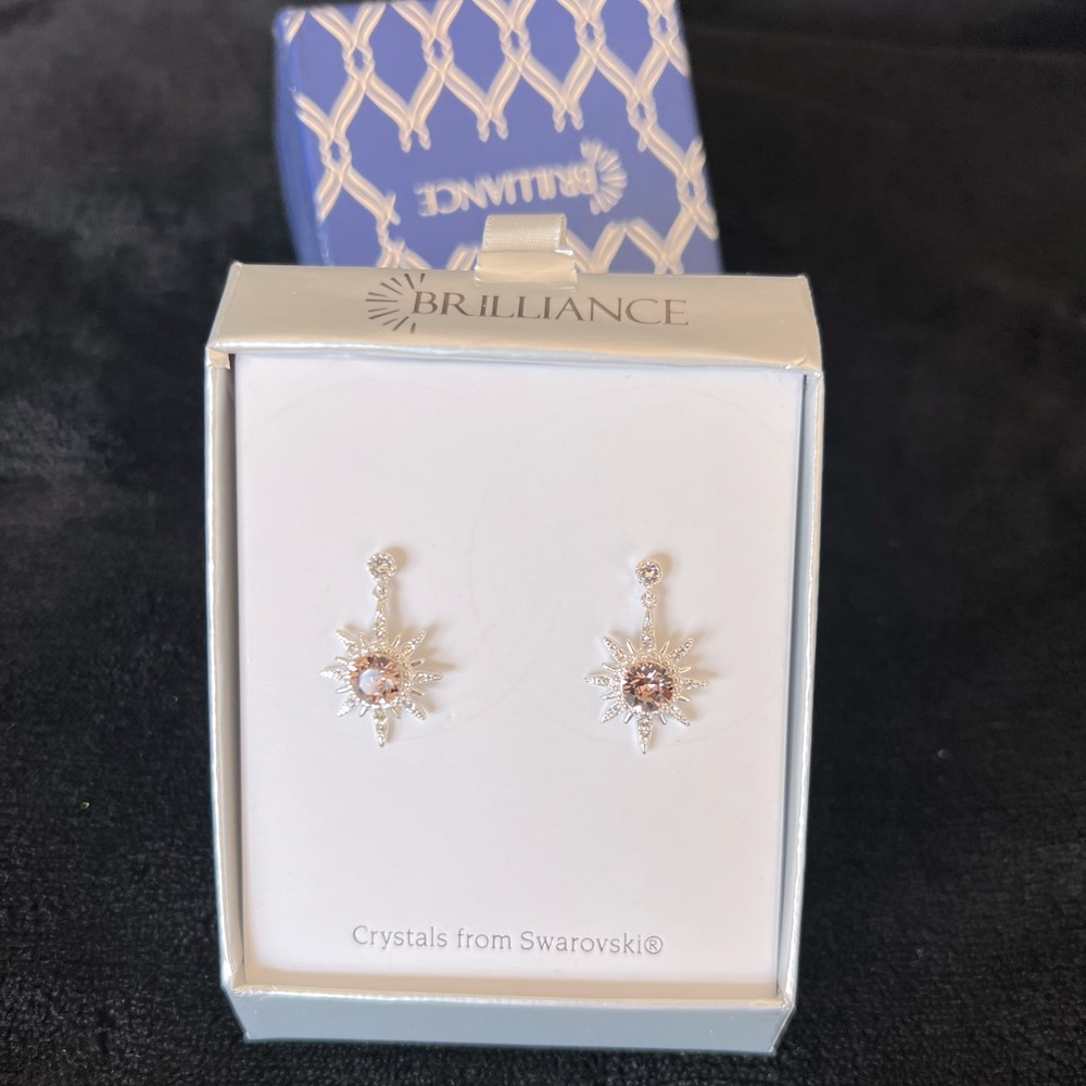 NWT Brilliance Swarovski crystal snowflake earrings